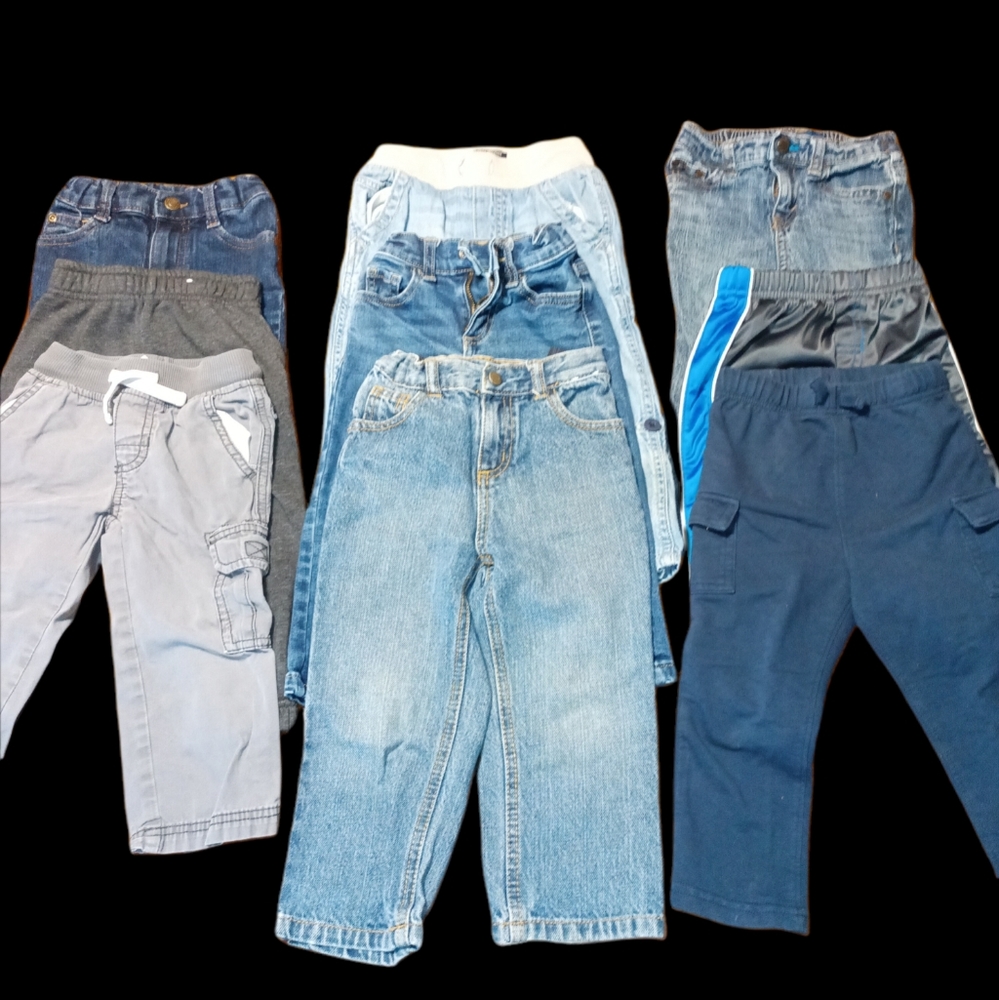 9 pair of jeans, and joggers 2t and 24 mth.